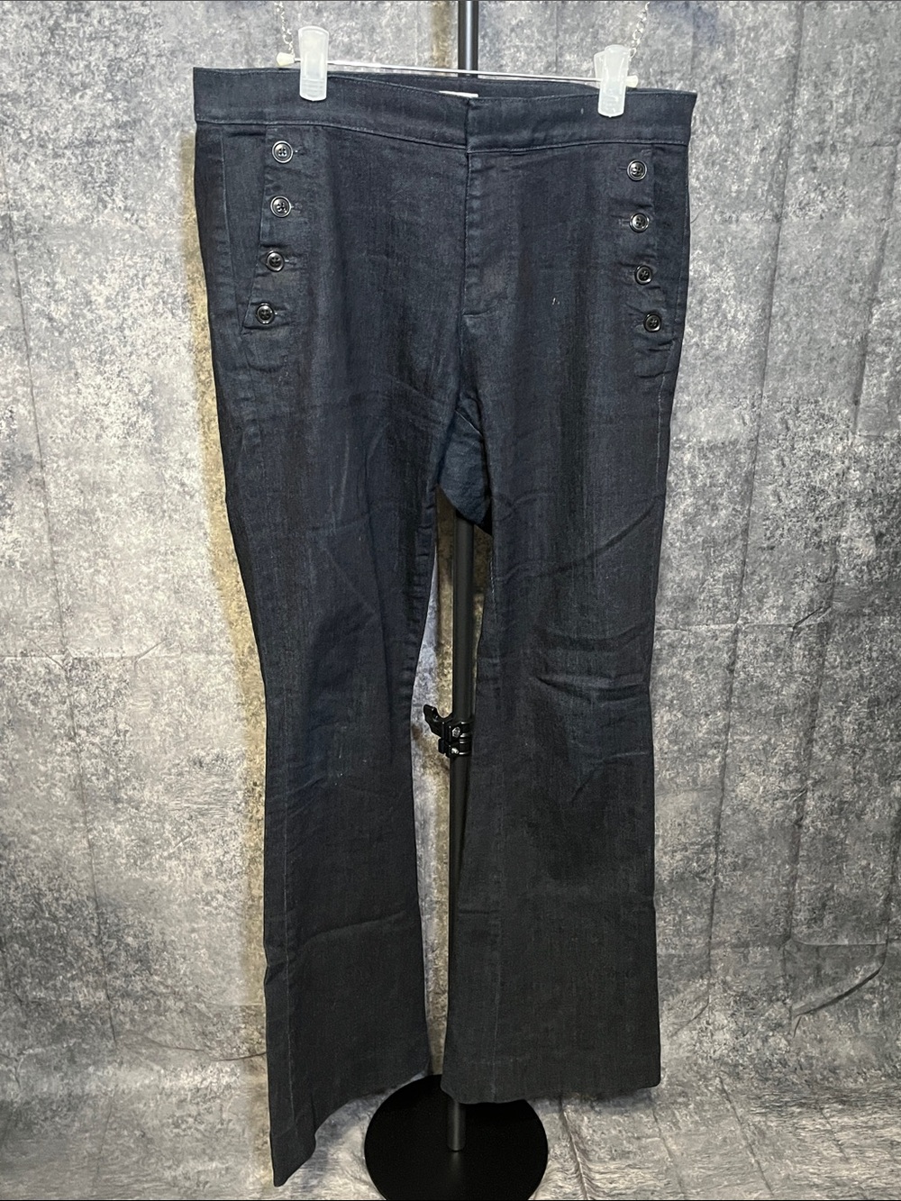 Banana Republic Black Flare Jeans with Side Button Detail